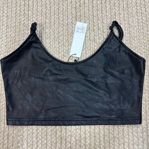 BB Dakota Steve Madden Faux Leather Crop Top Black Size M NWT $80 Retail